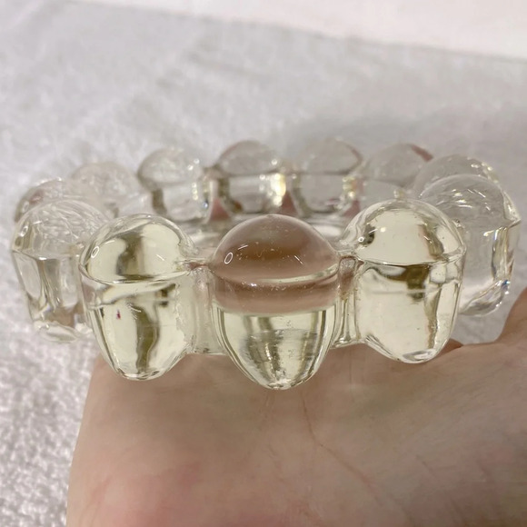 Vintage Clear Glass Bubble  Edge Ashtray Trinket Dish - Picture 12 of 14